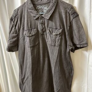 Distressed Knit Polo by Chalc